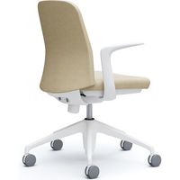 【設置込】オカムラ ライブス エントリーチェア 5本脚 デザインアーム インターロック 白×ベージュ 1脚（直送品）