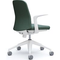 【設置込】オカムラ ライブス エントリーチェア 5本脚 デザインアーム インターロック 白×ダークグリーン 1脚（直送品）