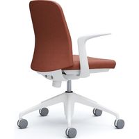 【設置込】オカムラ ライブス エントリーチェア 5本脚 デザインアーム インターロック 白×テラコッタ 1脚（直送品）