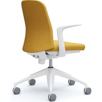 【設置込】オカムラ ライブス エントリーチェア 5本脚 デザインアーム インターロック 白×イエロー 1脚（直送品）