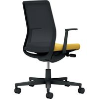 【組立設置込】コクヨ モネット 背メッシュ L型肘 ランバー無 背座ツートン ウレタンキャスター ブラック×オリーブイエロー 1脚（直送品）