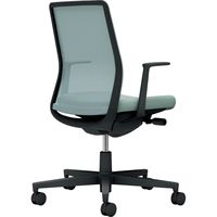 【組立設置込】コクヨ モネット 背メッシュ L型肘 ランバー無 背座同色 ウレタンキャスター ブラック×アッシュターコイズ 1脚（直送品）