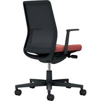 【組立設置込】コクヨ モネット 背メッシュ L型肘 ランバー無 背座ツートン ナイロンキャスター ブラック×パーシアンレッド 1脚（直送品）