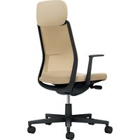 【組立設置込】コクヨ モネット 背メッシュ ショルダーサポート L型肘 ランバー無 背座同色 ウレタンキャスター BK×ソフトベージュ 1脚（直送品）