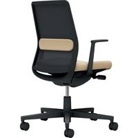 【組立設置込】コクヨ モネット 背メッシュ L型肘 ランバー付 背座ツートン ウレタンキャスター ブラック×ソフトベージュ 1脚（直送品）
