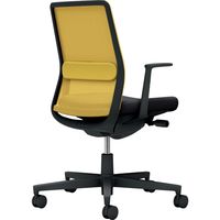 【組立設置込】コクヨ モネット 背メッシュ L型肘 ランバー付 背座ツートン ウレタンキャスター オリーブイエロー×ブラック 1脚（直送品）