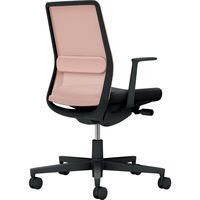 【組立設置込】コクヨ モネット 背メッシュ L型肘 ランバー付 背座ツートン ウレタンキャスター アッシュピンク×ブラック 1脚（直送品）