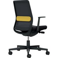 【組立設置込】コクヨ モネット 背メッシュ L型肘 ランバー付 背座同色 ウレタンキャスター ブラック×オリーブイエロー 1脚（直送品）