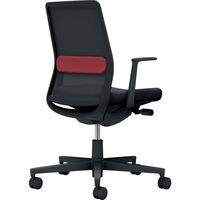 【組立設置込】コクヨ モネット 背メッシュ L型肘 ランバー付 背座同色 ウレタンキャスター ブラック×パーシアンレッド 1脚（直送品）