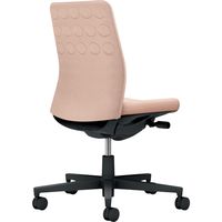 【組立設置込】コクヨ モネット クッション 肘無 ランバー無 背座同色 ウレタンキャスター ブラック×アッシュピンク 1脚（直送品）