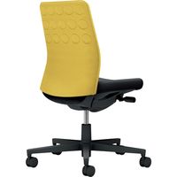 【組立設置込】コクヨ モネット クッション 肘無 ランバー無 背座ツートン ウレタンキャスター オリーブイエロー×ブラック 1脚（直送品）