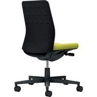【組立設置込】コクヨ モネット クッション 肘無 ランバー無 背座ツートン ウレタンキャスター ブラック×ライトオリーブ 1脚（直送品）