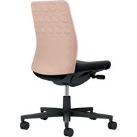【組立設置込】コクヨ モネット クッション 肘無 ランバー無 背座ツートン ナイロンキャスター アッシュピンク×ブラック 1脚（直送品）