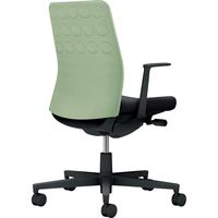 【組立設置込】コクヨ モネット クッション L型肘 ランバー無 背座ツートン ウレタンキャスター パウダーミント×ブラック 1脚（直送品）