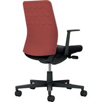 【組立設置込】コクヨ モネット クッション L型肘 ランバー無 背座ツートン ウレタンキャスター パーシアンレッド×ブラック 1脚（直送品）