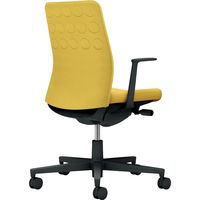 【組立設置込】コクヨ モネット クッション L型肘 ランバー無 背座同色 ナイロンキャスター ブラック×オリーブイエロー 1脚（直送品）