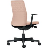 【組立設置込】コクヨ モネット クッション L型肘 ランバー無 背座同色 ナイロンキャスター ブラック×アッシュピンク 1脚（直送品）