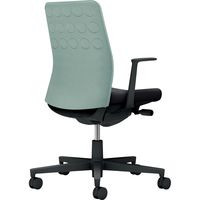 【組立設置込】コクヨ モネット クッション L型肘 ランバー無 背座ツートン ナイロンキャスター アッシュターコイズ×ブラック 1脚（直送品）