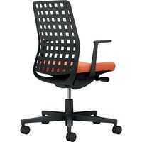 【組立設置込】コクヨ モネット 背樹脂 L型肘 ランバー無 背座ツートン ナイロンキャスター ブラック×ソフトテラコッタ 1脚（直送品）