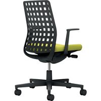 【組立設置込】コクヨ モネット 背樹脂 L型肘 ランバー無 背座ツートン ナイロンキャスター ブラック×ライトオリーブ 1脚（直送品）