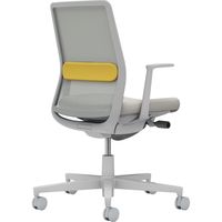 【組立設置込】コクヨ モネット 背メッシュ L型肘 ランバー付 背座同色 ウレタンキャスター ライトグレー×オリーブイエロー 1脚（直送品）