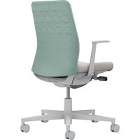 【組立設置込】コクヨ モネット クッション L型肘 ランバー無 背座ツートン ウレタンキャスター ライトグレー×アッシュターコイズ 1脚（直送品）