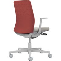 【組立設置込】コクヨ モネット クッション L型肘 ランバー無 背座ツートン ウレタンキャスター ライトグレー×パーシアンレッド 1脚（直送品）