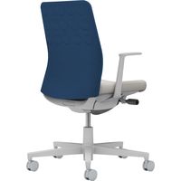 【組立設置込】コクヨ モネット クッション L型肘 ランバー無 背座ツートン ウレタンキャスター ライトグレー×ネイビー 1脚（直送品）
