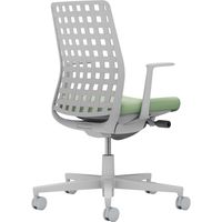 【組立設置込】コクヨ モネット 背樹脂 L型肘 ランバー無 背座ツートン ウレタンキャスター Lグレー×パウダーミント×Lグレー 1脚（直送品）