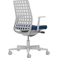 【組立設置込】コクヨ モネット 背樹脂 L型肘 ランバー無 背座ツートン ナイロンキャスター ライトグレー×ネイビー×ライトグレー 1脚（直送品）