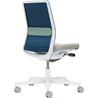 【組立設置込】コクヨ モネット 背メッシュ 肘無 ランバー付 背座ツートン ウレタンキャスター WGY×LGY×ネイビー×Aターコイズ 1脚（直送品）