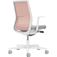 【組立設置込】コクヨ モネット 背メッシュ L型肘 ランバー無 背座ツートン ウレタンキャスター Wグレー×Lグレー×アッシュピンク 1脚（直送品）