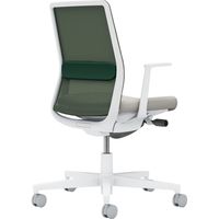 【組立設置込】コクヨ モネット 背メッシュ L型肘 ランバー付 背座ツートン ナイロンキャスター Wグレー×Lグレー×ディープグリーン 1脚（直送品）