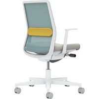 【組立設置込】コクヨ モネット 背メッシュ L型肘 ランバー付 背座ツートン ナイロンキャスター 白灰×LGY×Aターコイズ×OYLW 1脚（直送品）