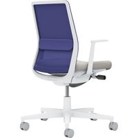 【組立設置込】コクヨ モネット 背メッシュ L型肘 ランバー付 背座ツートン ナイロンキャスター Wグレー×Lグレー×ディープパープル 1脚（直送品）