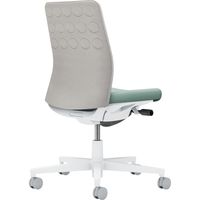 【組立設置込】コクヨ モネット クッション 肘無 ランバー無 背座ツートン ウレタンキャスター ホワイトグレー×アッシュターコイズ 1脚（直送品）