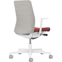 【組立設置込】コクヨ モネット クッション L型肘 ランバー無 背座ツートン ナイロンキャスター Wグレー×パーシアンレッド×Lグレー 1脚（直送品）