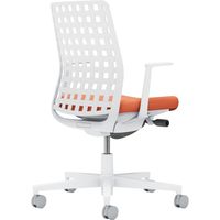 【組立設置込】コクヨ モネット 背樹脂 L型肘 ランバー無 背座ツートン ウレタンキャスター ホワイトグレー×ソフトテラコッタ 1脚（直送品）