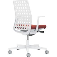 【組立設置込】コクヨ モネット 背樹脂 L型肘 ランバー無 背座ツートン ウレタンキャスター ホワイトグレー×パーシアンレッド 1脚（直送品）