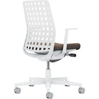 【組立設置込】コクヨ モネット 背樹脂 L型肘 ランバー無 背座ツートン ウレタンキャスター ホワイトグレー×ダークグレージュ 1脚（直送品）