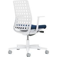 【組立設置込】コクヨ モネット 背樹脂 L型肘 ランバー無 背座ツートン ウレタンキャスター ホワイトグレー×ネイビー 1脚（直送品）