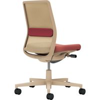 【組立設置込】コクヨ モネット 背メッシュ 肘無 ランバー付 背座ツートン ウレタンキャスター ソフトベージュ×パーシアンレッド 1脚（直送品）