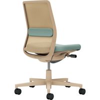 【組立設置込】コクヨ モネット 背メッシュ 肘無 ランバー付 背座ツートン ナイロンキャスター ソフトベージュ×アッシュターコイズ 1脚（直送品）