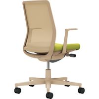 【組立設置込】コクヨ モネット 背メッシュ L型肘 ランバー無 背座ツートン ウレタンキャスター ソフトベージュ×ライトオリーブ 1脚（直送品）