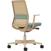 【組立設置込】コクヨ モネット 背メッシュ L型肘 ランバー付 背座ツートン ウレタンキャスター ソフトベージュ×アッシュターコイズ 1脚（直送品）