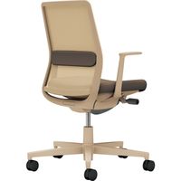 【組立設置込】コクヨ モネット 背メッシュ L型肘 ランバー付 背座ツートン ウレタンキャスター ソフトベージュ×ダークグレージュ 1脚（直送品）