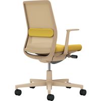【組立設置込】コクヨ モネット 背メッシュ L型肘 ランバー付 背座ツートン ナイロンキャスター ソフトベージュ×オリーブイエロー 1脚（直送品）