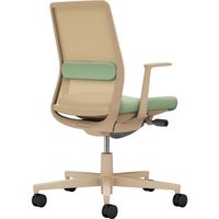 【組立設置込】コクヨ モネット 背メッシュ L型肘 ランバー付 背座ツートン ナイロンキャスター ソフトベージュ×パウダーミント 1脚（直送品）