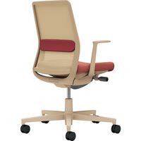 【組立設置込】コクヨ モネット 背メッシュ L型肘 ランバー付 背座ツートン ナイロンキャスター ソフトベージュ×パーシアンレッド 1脚（直送品）