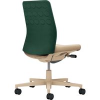 【組立設置込】コクヨ モネット クッション 肘無 ランバー無 背座ツートン ナイロンキャスター ディープグリーン×ソフトベージュ 1脚（直送品）